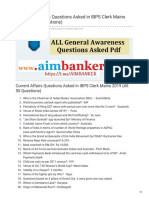 Current Affairs Questions Asked in IBPS Clerk Mains 2019 (All 50 Questions)