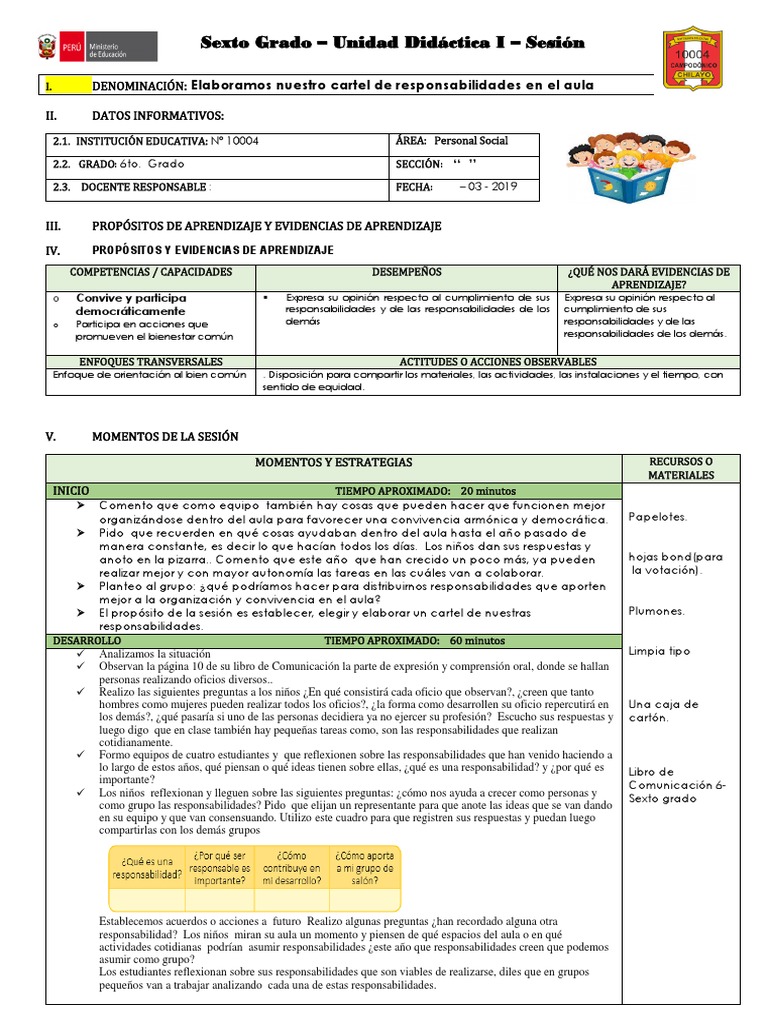 Cartel de Responsabilidades en el Aula | PDF | Evaluación | Salón de clases