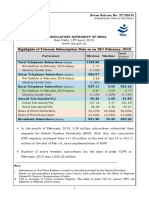 Highlights of Telecom Subscription Data As On 28 February, 2019