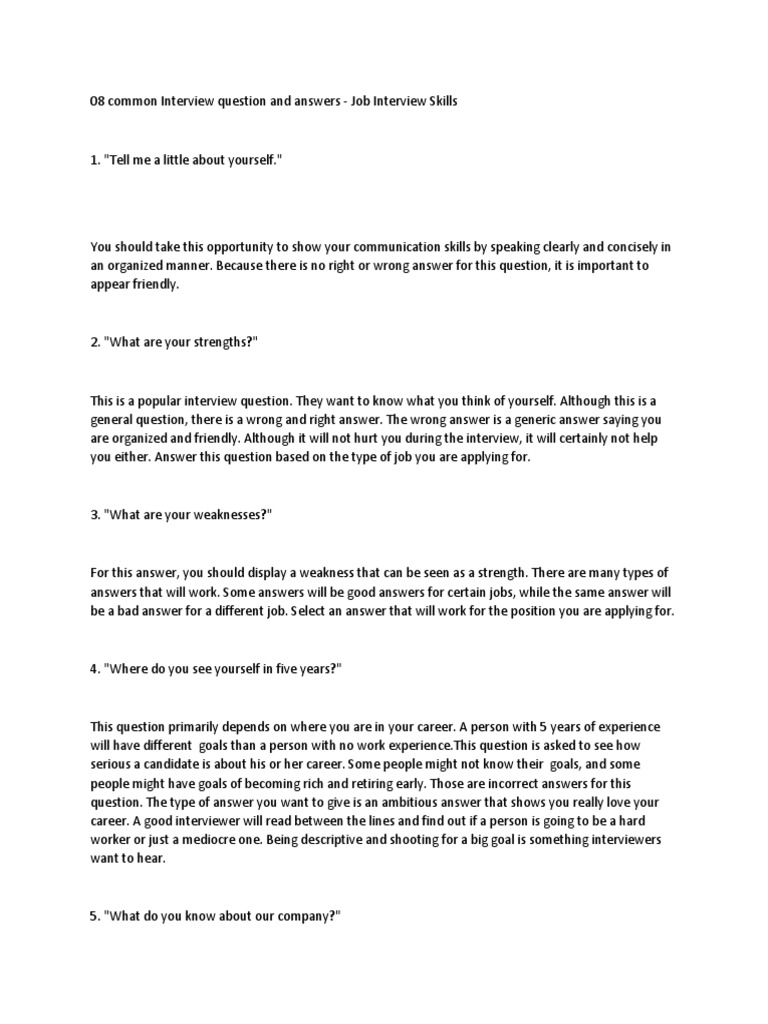 Common Interview Question and Answers PDF Job Interview Question