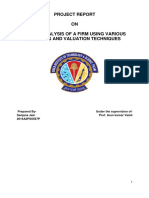 Project Report ON Equity Analysis of A Firm Using Various Analysis and Valuation Techniques