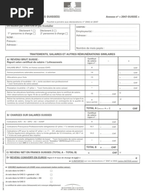 Comment Remplir Formulaire 2047 Suisse - Service Publique