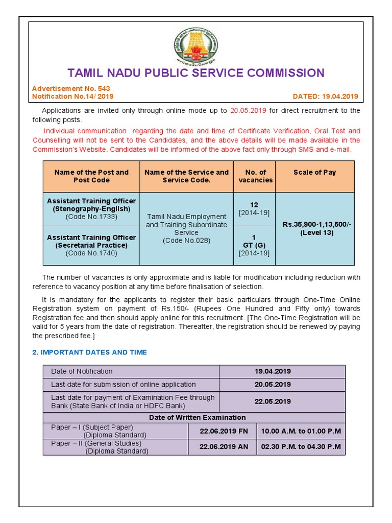 Tamil Nadu Public Service Commission | PDF | Shorthand | Test (Assessment)