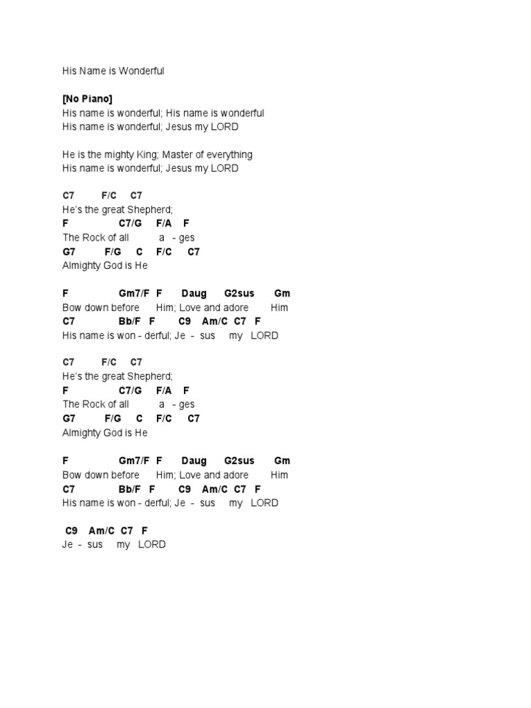 His Name Is Wonderful PDF | PDF