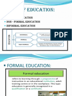 Types of Education:: Formal Education Non - Formal Education Informal Education