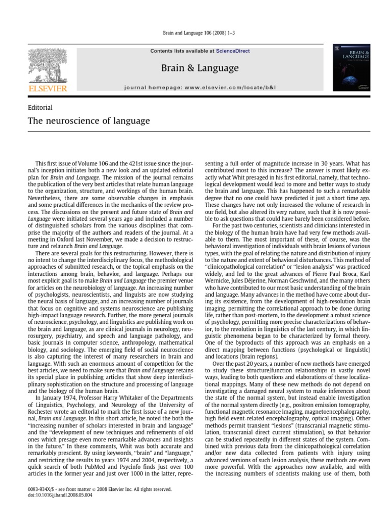 Neurocience of Language | PDF | Neuroscience | Linguistics