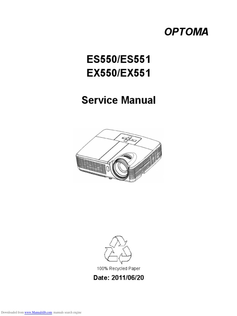 Optoma ES550/ES551/EX550/EX551 Projector Service Manual PDF