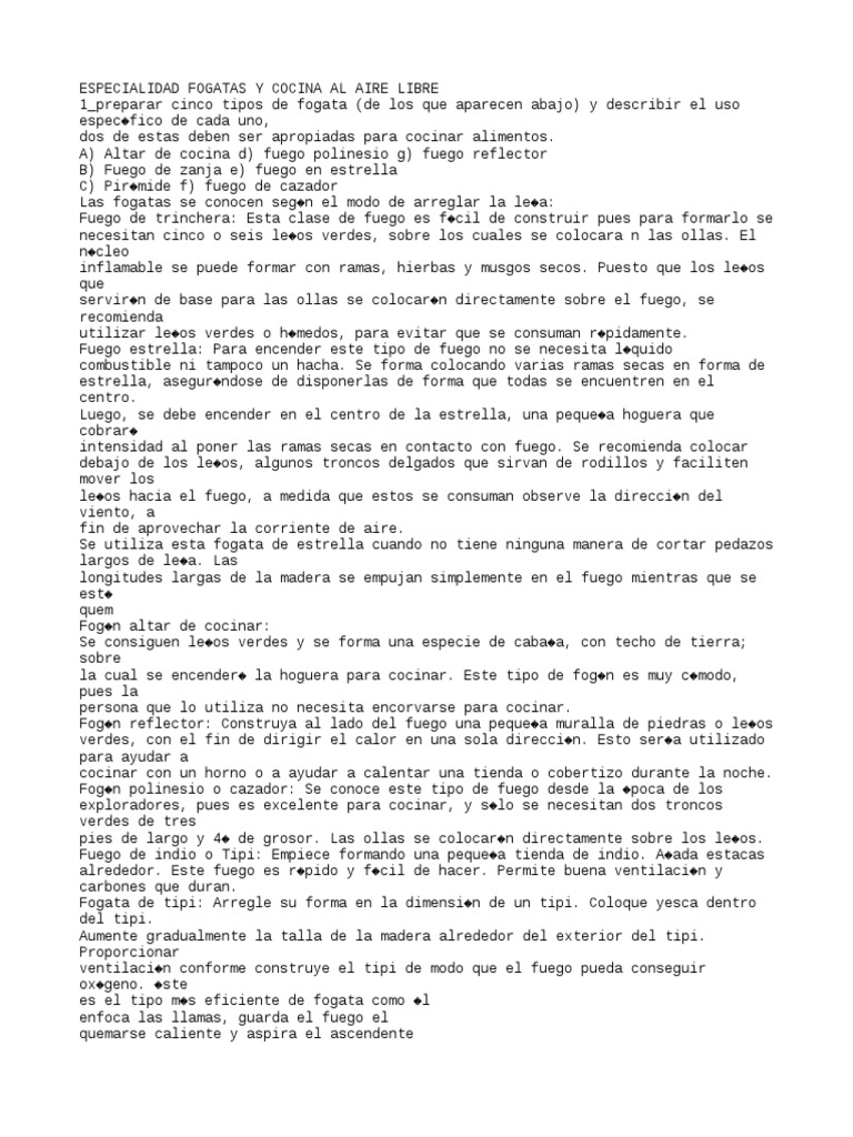 Fogatas y cocina al aire libre 1.txt | Incendios | Estufa de cocina