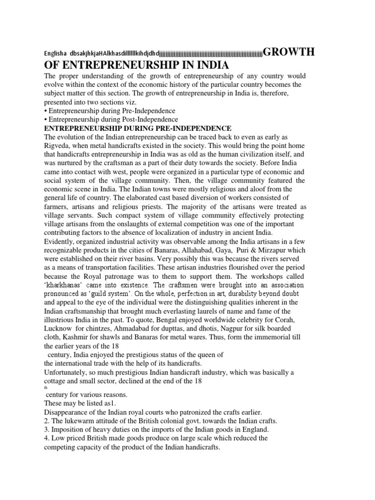 Growth of Entrepreneurship in India | PDF | Entrepreneurship | Economies