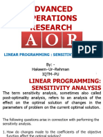 Linear Programming-Senstivity Analysis Hakeem Ur Rahman