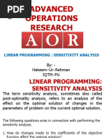 Linear Programming-Senstivity Analysis Hakeem Ur Rahman