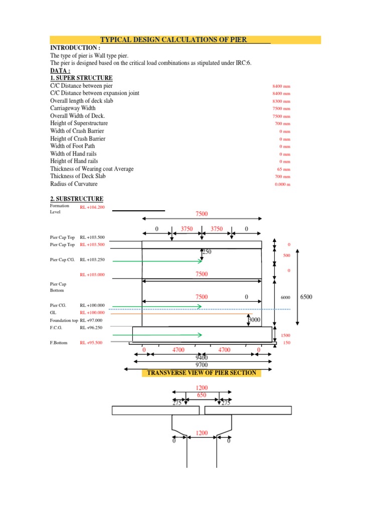 Typical Design Calculations of Pier | PDF | Deep Foundation | Applied ...
