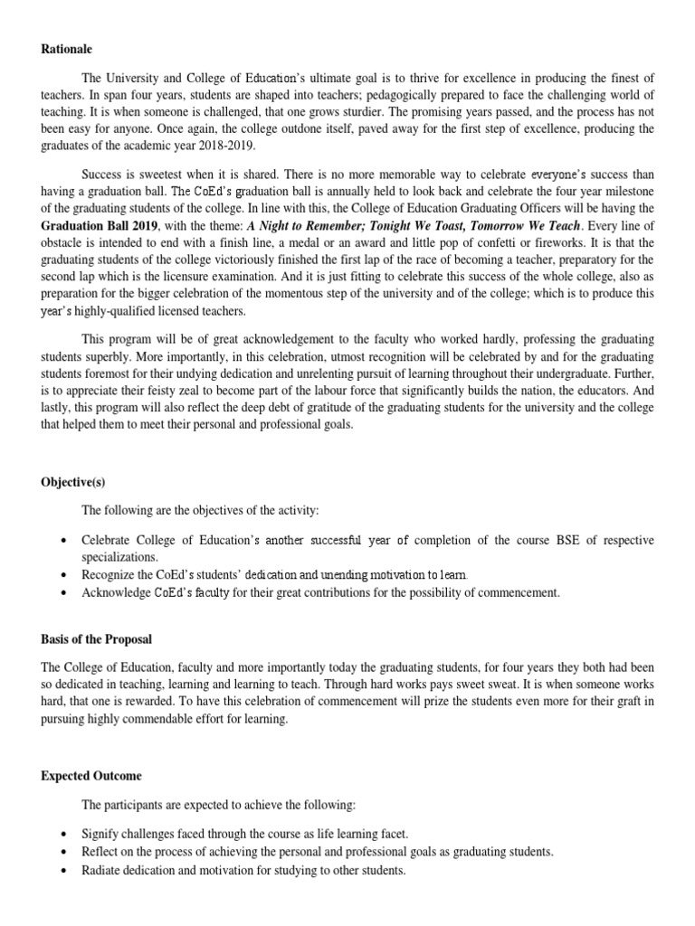 Proposal on Grad Ball 2019 Draft Motivation SelfImprovement