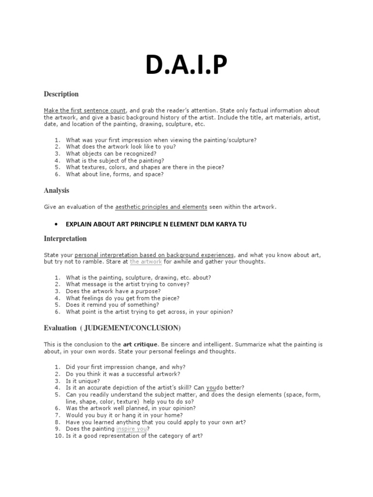 Art Critique Guide for Students | PDF