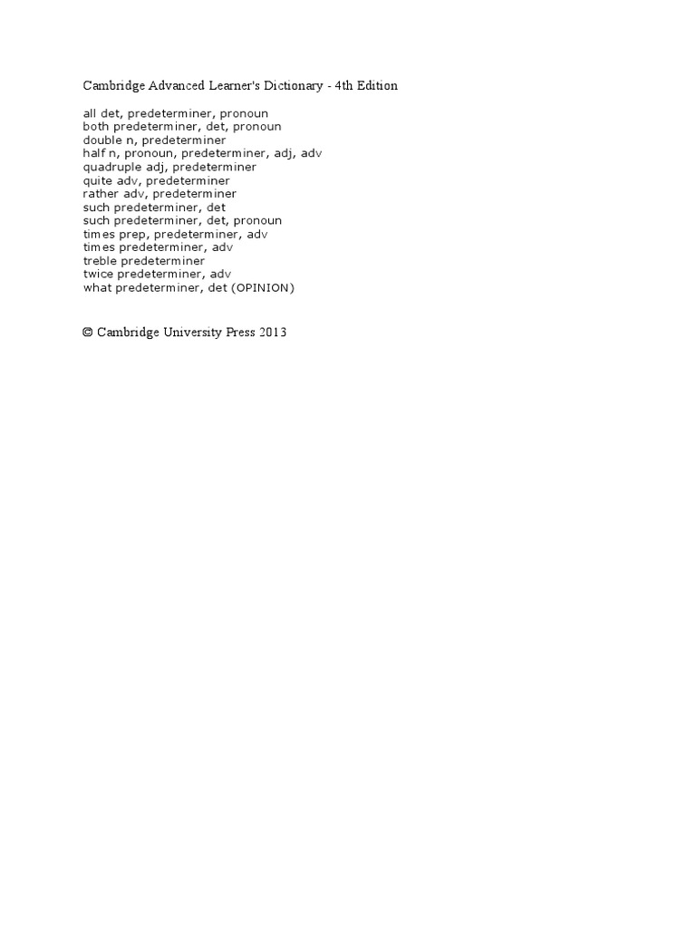Cambridge Advanced Learner's Dictionary 4th Edition | PDF
