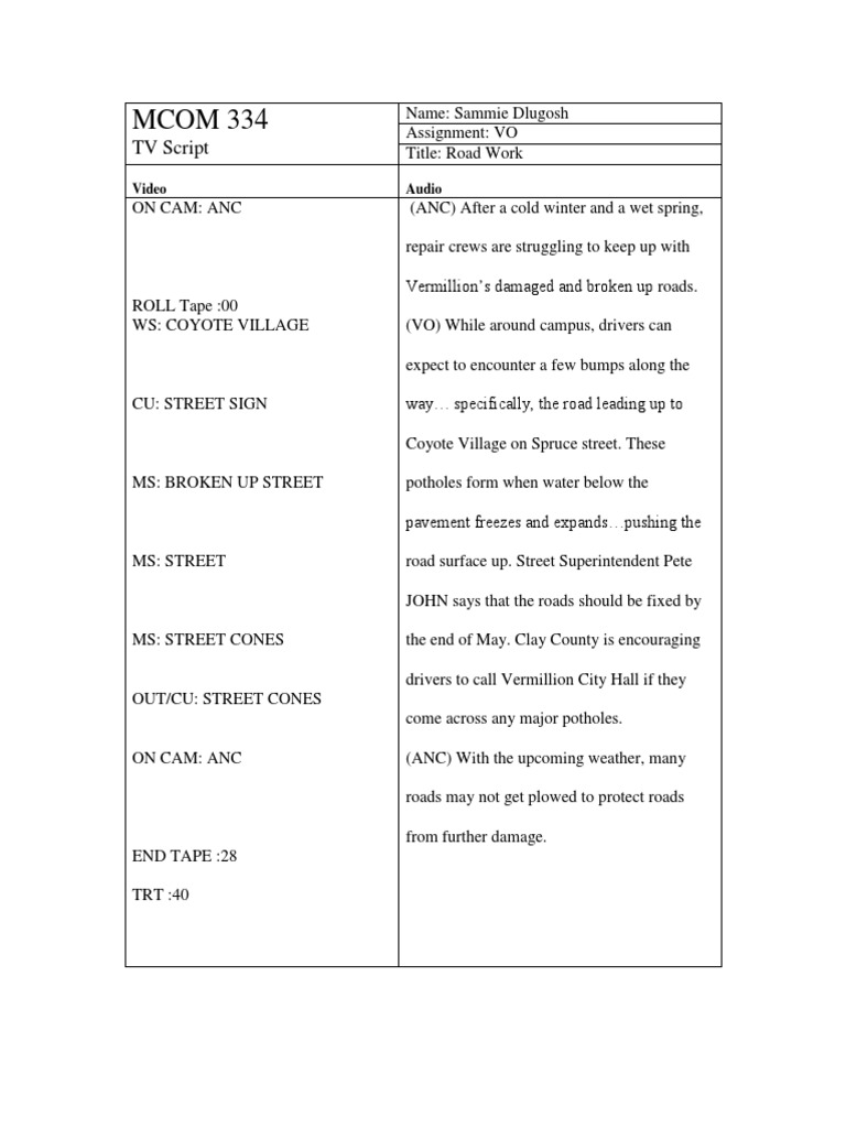 Vermillion Road Repairs Update | PDF
