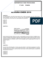 Matemática e suas tecnologias: revisão Enem 2016 com 12 questões