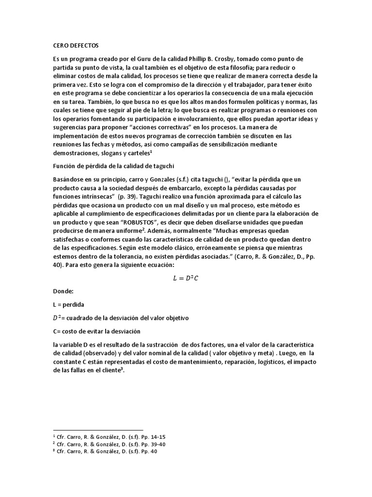 Cero Defectos | PDF | Función de pérdida