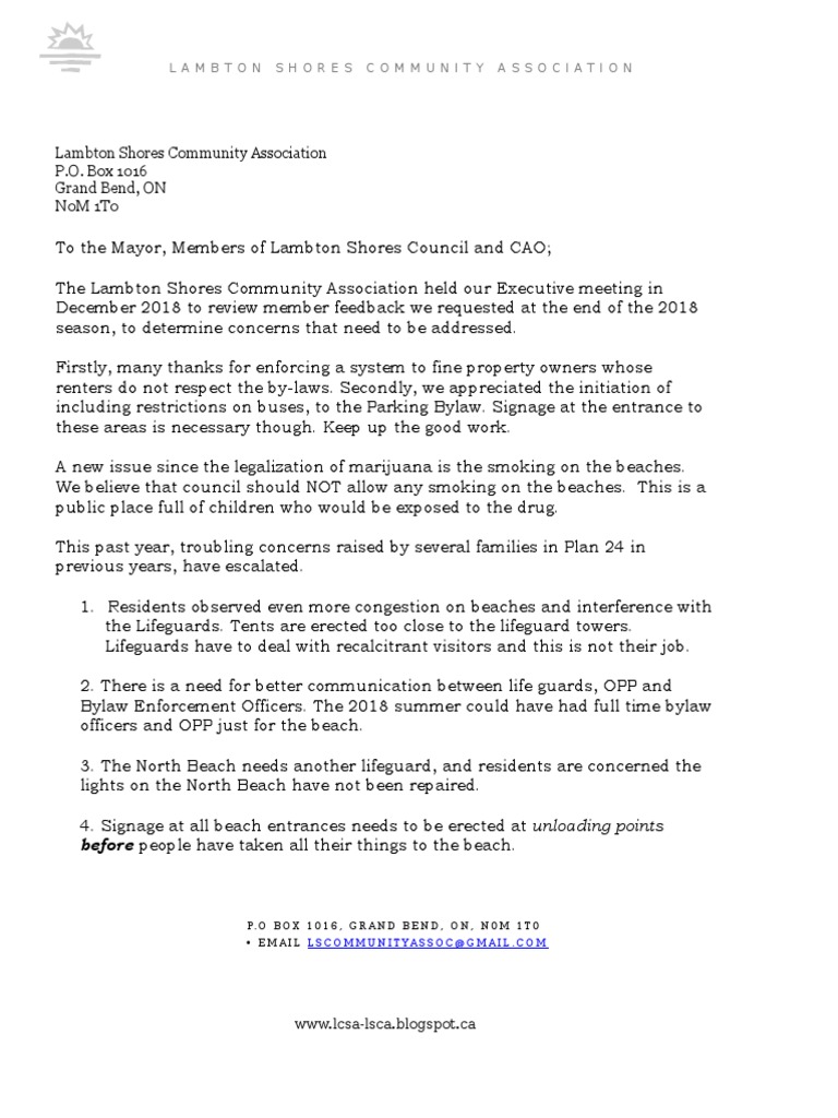 LSCA Letter of Concern 022019 | By Law | Government