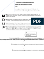 M D U P: Analysing The Assignment 1 Task