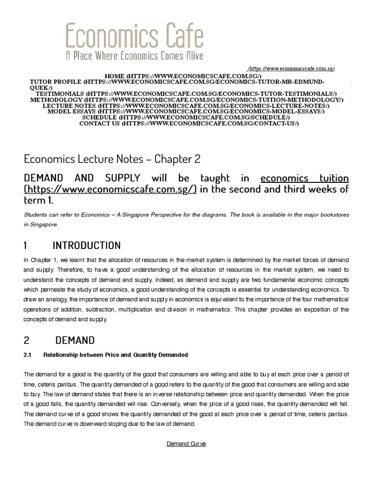 Economics Lecture Notes - Chapter 2 - Economics Cafe | PDF | Economic ...