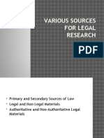 Various Sources For Legal Research