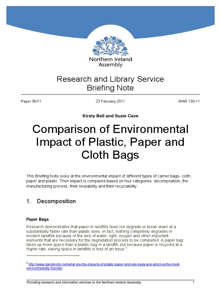Environmental Impact of Bags Comparison | PDF | Plastic | Greenhouse Gas