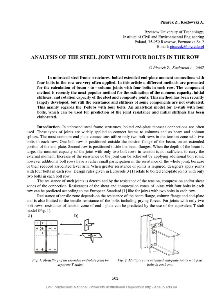 Analysis of The Steel Joint With Four Bolts in The Row | PDF | Beam ...