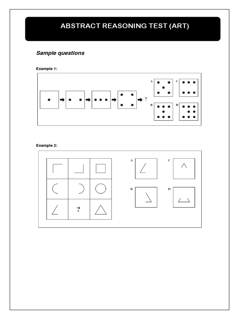 Abstract Reasoning Test (Art) : Sample Questions | PDF