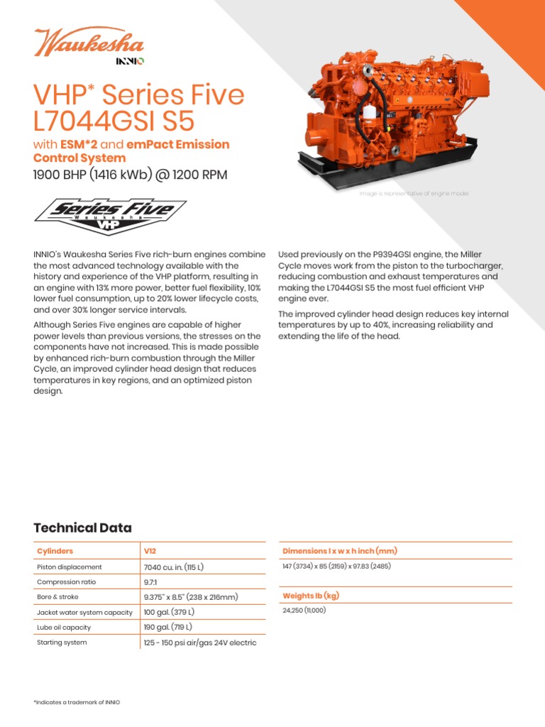 VHP Series Five L7044Gsi S5: 1900 BHP (1416 KWB) at 1200 RPM | PDF ...