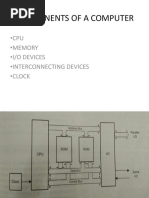 Components of A Computer: - Cpu - Memory - I/O Devices - Interconnecting Devices - Clock