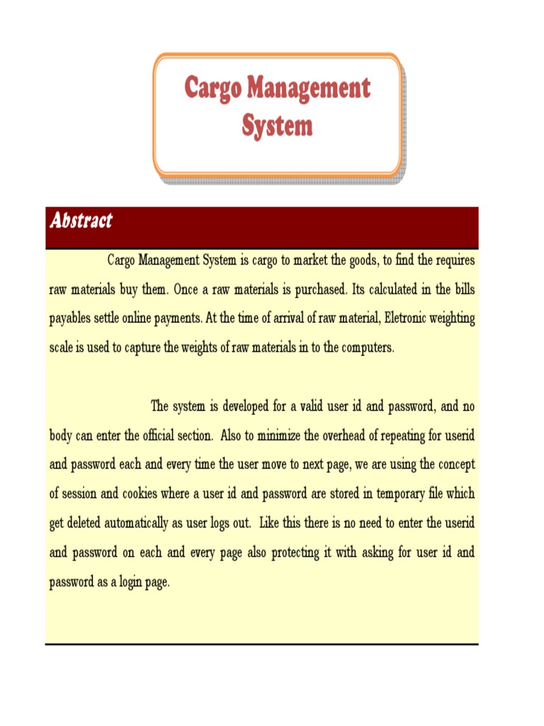 Cargo Management System Colorful PDF  Application Password