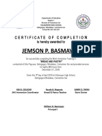 Jemson P. Basmayor: Certificate of Completio