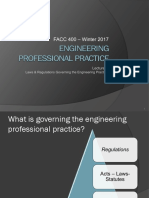 FACC 400 - Winter 2017: Laws & Regulations Governing The Engineering Practice