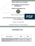 Densidad Aparente Suelta, Compactada y Óptima de Los Agregados