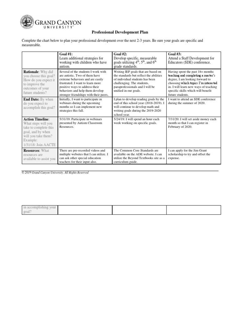 Professional Development Plan | PDF | Curriculum | Special Education