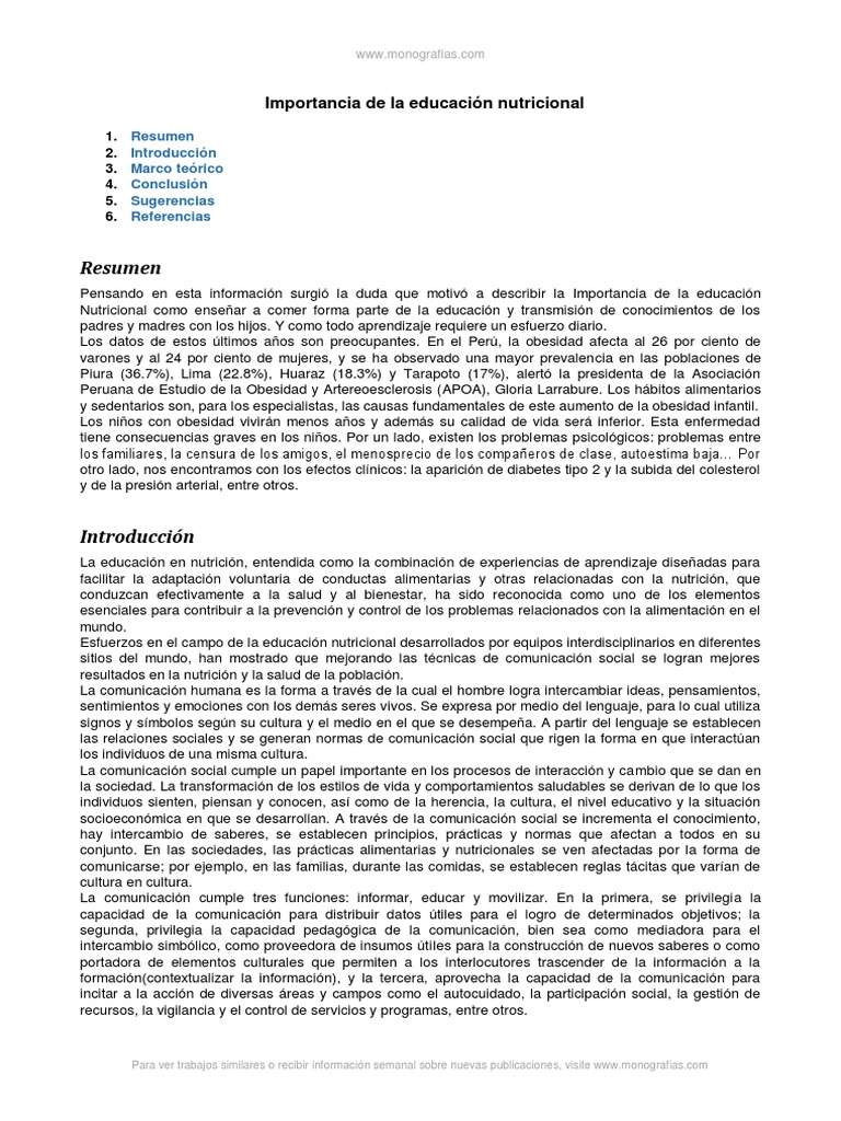 Educación Nutricional: Clave para la Salud | PDF | Nutrición | Dieta y ...