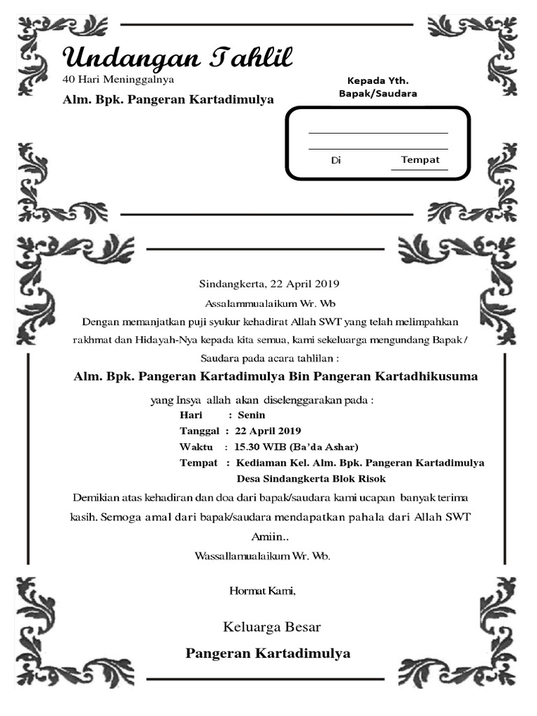 Surat Undangan Tahlil 40 Hari 1docx