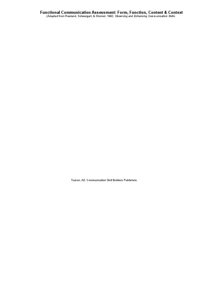 Functional Communication Assessment: Form, Function, Content & Context ...
