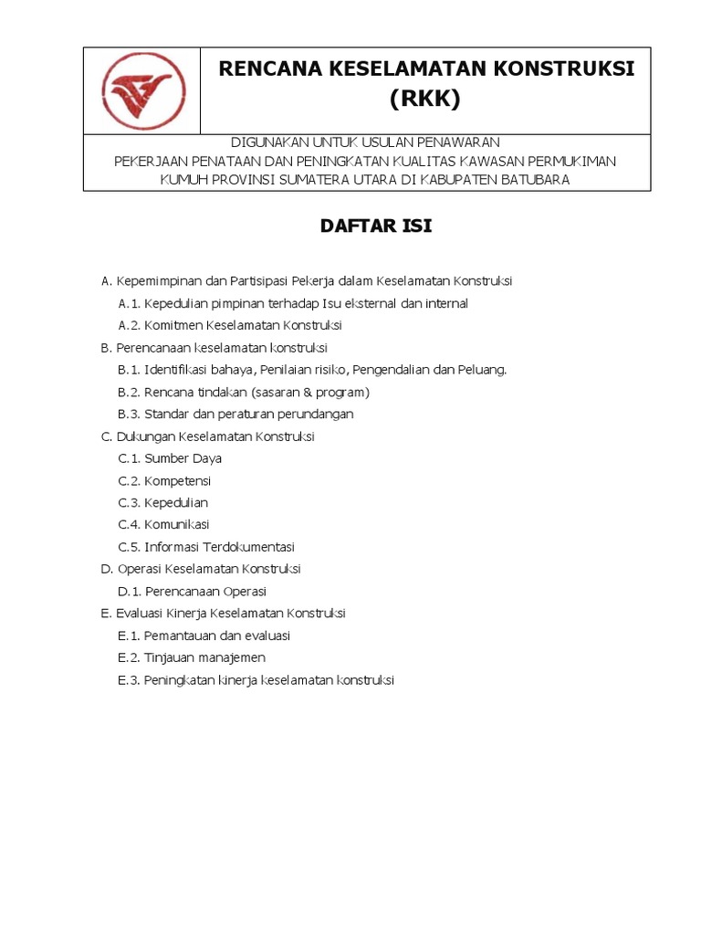 Rencana Keselamatan Konstruksi RKK | PDF