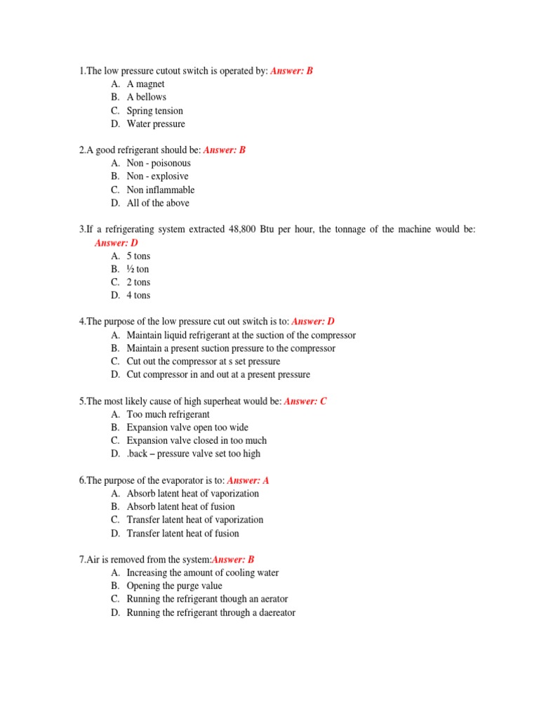 Test 9 | PDF | Refrigeration | Valve