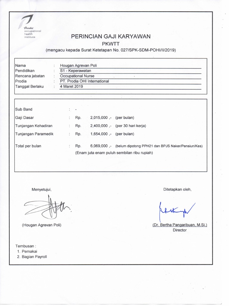 Perincian Gaji Karyawan 1