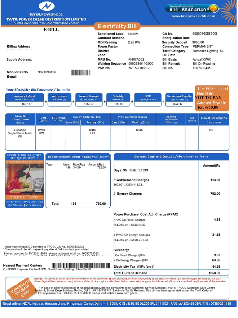 1 292583745 Bill For Current Month 1 | PDF | Cheque | Payments