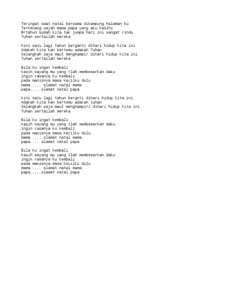 Selamat Natal Mama Lirik