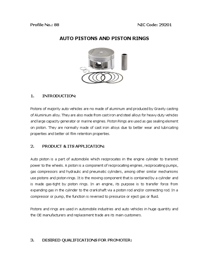 Auto Pistons and Piston Rings | PDF | Piston | Cylinder (Engine)