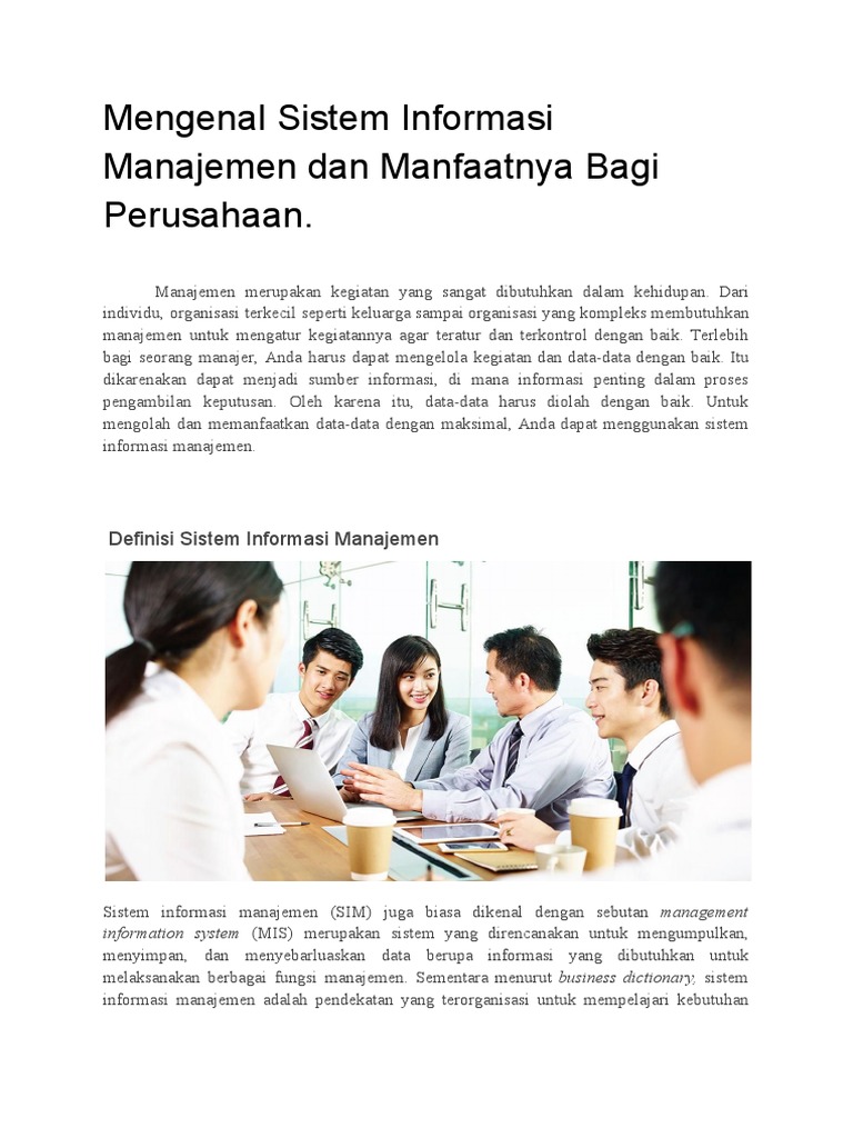 Manfaat Sistem Informasi Manajemen | PDF
