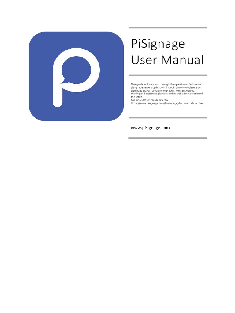 PiSignage User Manual Guide | PDF | Web Page | Computing