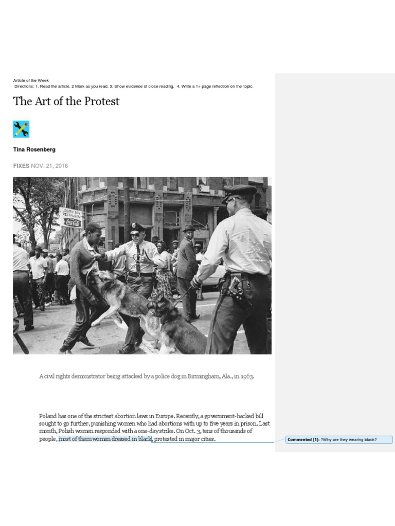 Article of The Week - Art of The Protest | PDF | Activism | Public Sphere