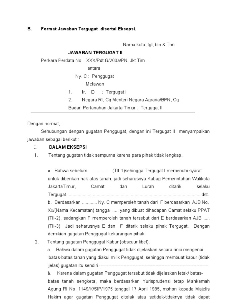 Contoh Surat Eksepsi Gugatan Cerai Ourstoryathome