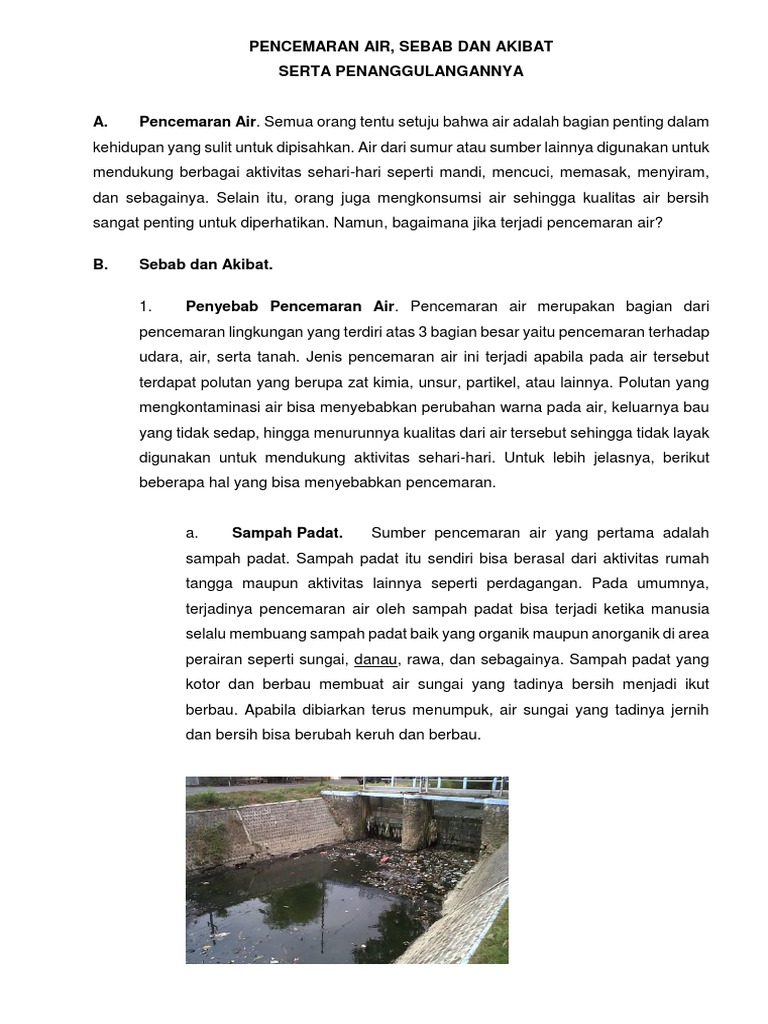 Penyebab dan Dampak Pencemaran Air | PDF
